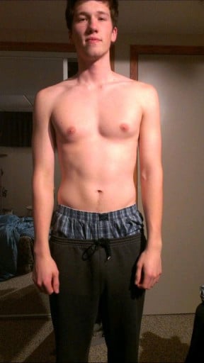 A picture of a 5'11" male showing a weight gain from 170 pounds to 193 pounds. A net gain of 23 pounds.