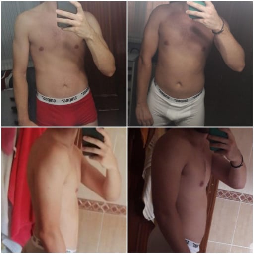 22 lbs Muscle Gain Before and After 5'9 Male 137 lbs to 159 lbs