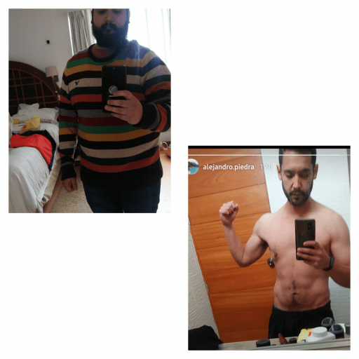 5 foot 7 Male Before and After 99 lbs Weight Loss 242 lbs to 143 lbs