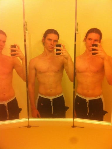 A photo of a 6'4" man showing a weight loss from 195 pounds to 170 pounds. A respectable loss of 25 pounds.