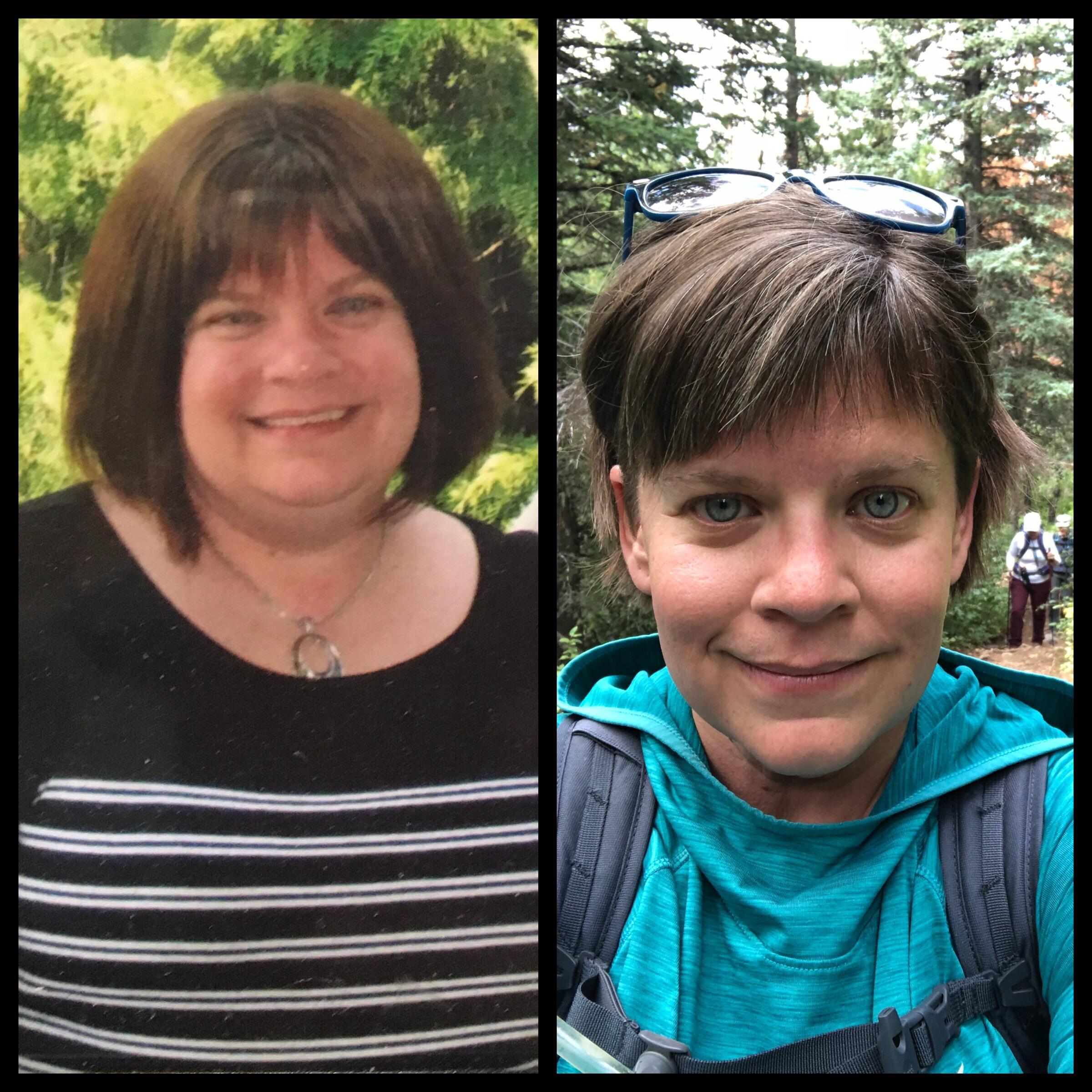 Before and After 42 lbs Fat Loss 5 feet 2 Female 212 lbs to 170 lbs