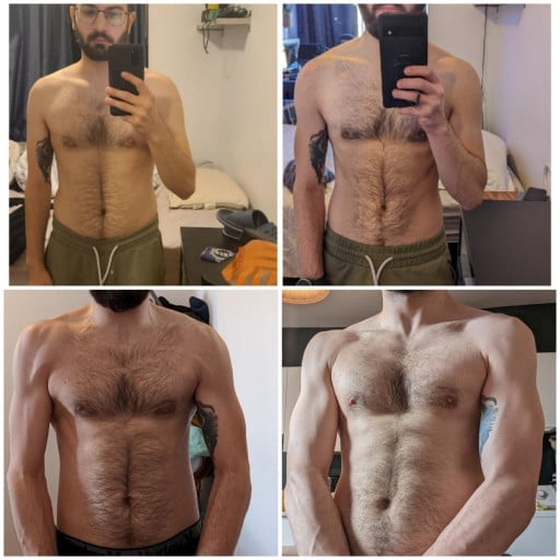Before and After 20 lbs Muscle Gain 5 feet 5 Male 115 lbs to 135 lbs
