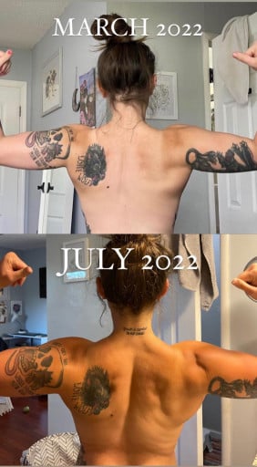 4'11 Female Progress Pics of 2 lbs Muscle Gain 120 lbs to 122 lbs