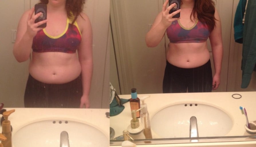 A progress pic of a 5'3" woman showing a snapshot of 158 pounds at a height of 5'3