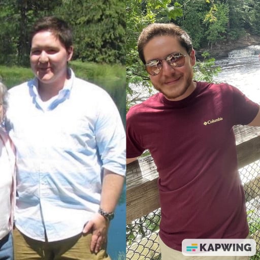 5 feet 8 Male Before and After 65 lbs Fat Loss 240 lbs to 175 lbs