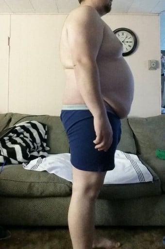 A progress pic of a person at 365 lbs