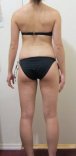 A progress pic of a 5'2" woman showing a snapshot of 115 pounds at a height of 5'2