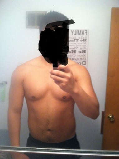 A picture of a 5'9" male showing a fat loss from 173 pounds to 164 pounds. A respectable loss of 9 pounds.