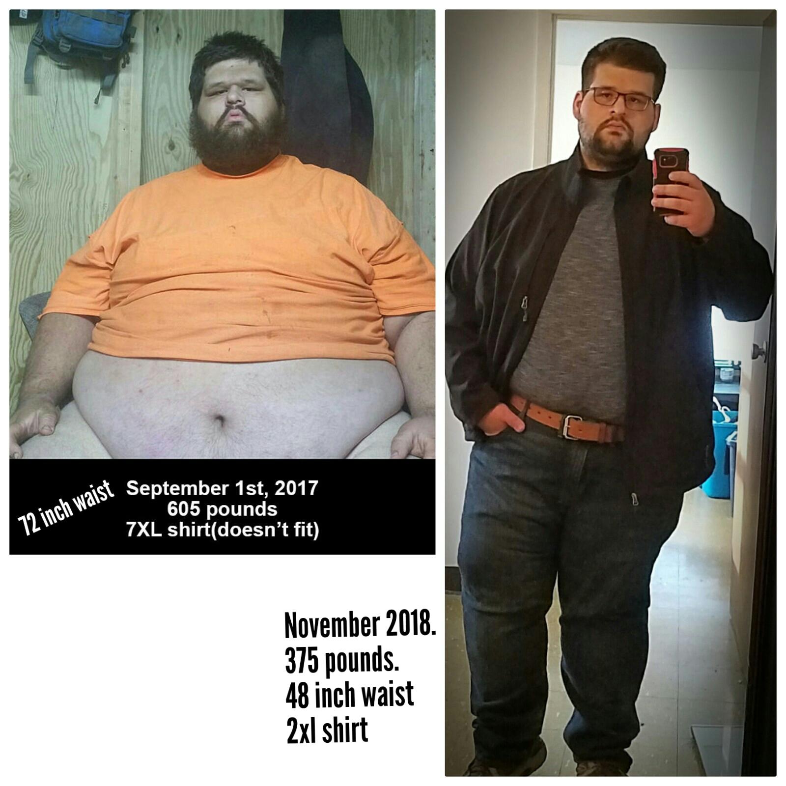 Progress Pics of 230 lbs Weight Loss 5'11 Male 605 lbs to 375 lbs