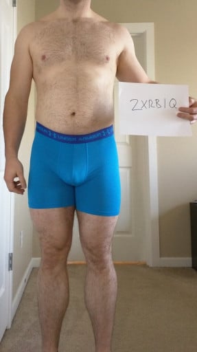 A photo of a 6'1" man showing a snapshot of 220 pounds at a height of 6'1
