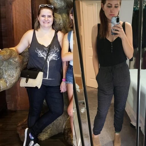 60 lbs Weight Loss Before and After 5 foot 4 Female 205 lbs to 145 lbs