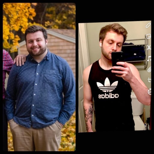 5'8 Male Before and After 60 lbs Weight Loss 240 lbs to 180 lbs