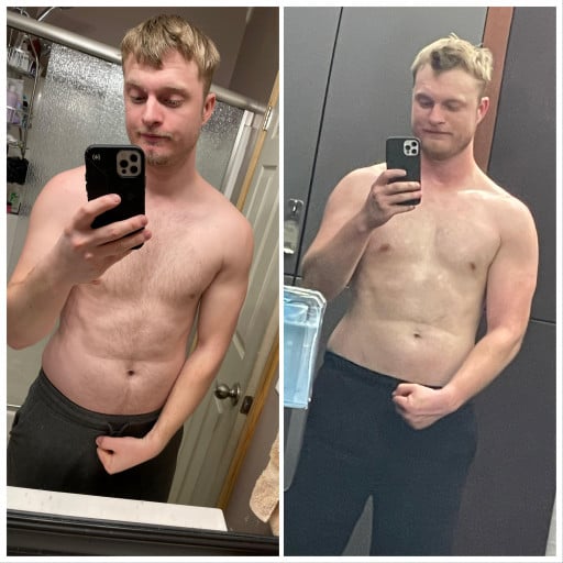 6 foot Male Progress Pics of 20 lbs Weight Gain 172 lbs to 192 lbs