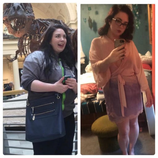 Before and After 62 lbs Weight Loss 5 feet 1 Female 210 lbs to 148 lbs