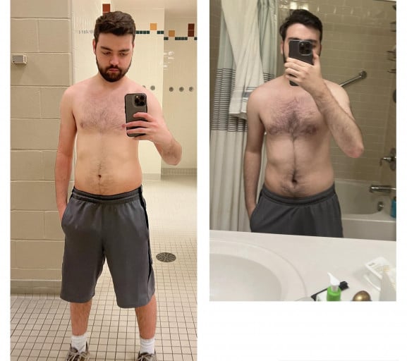 Before and After 10 lbs Weight Gain 5'9 Male 140 lbs to 150 lbs