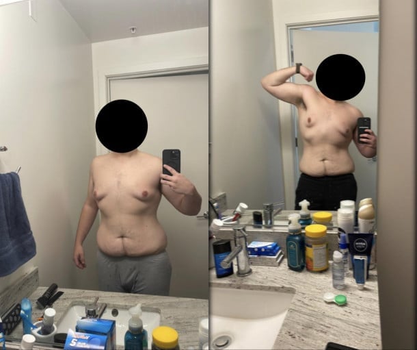 6 lbs Fat Loss Before and After 5'10 Male 218 lbs to 212 lbs