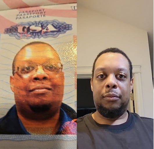 A progress pic of a 5'10" man showing a fat loss from 343 pounds to 200 pounds. A total loss of 143 pounds.