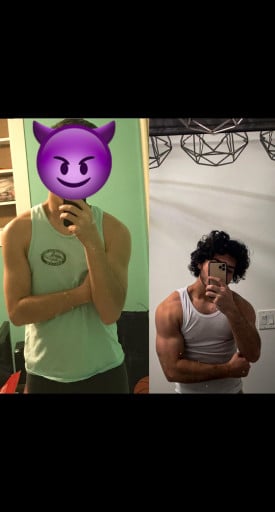 5'10 Male Progress Pics of 40 lbs Muscle Gain 130 lbs to 170 lbs