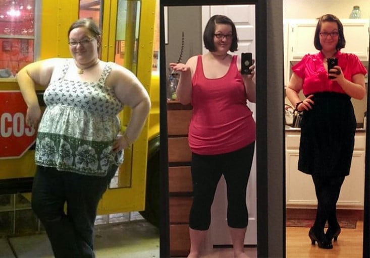 5'7 Female Before and After 100 lbs Weight Loss 312 lbs to 212 lbs