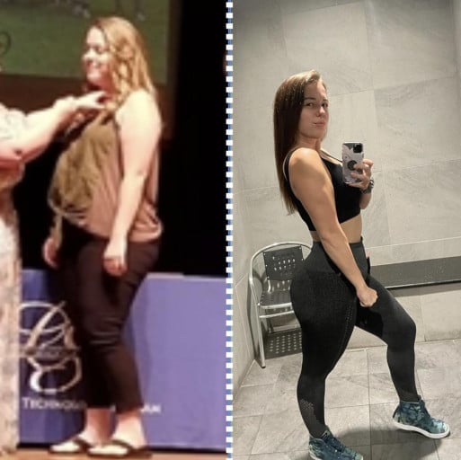5'7 Female Before and After 70 lbs Weight Loss 240 lbs to 170 lbs