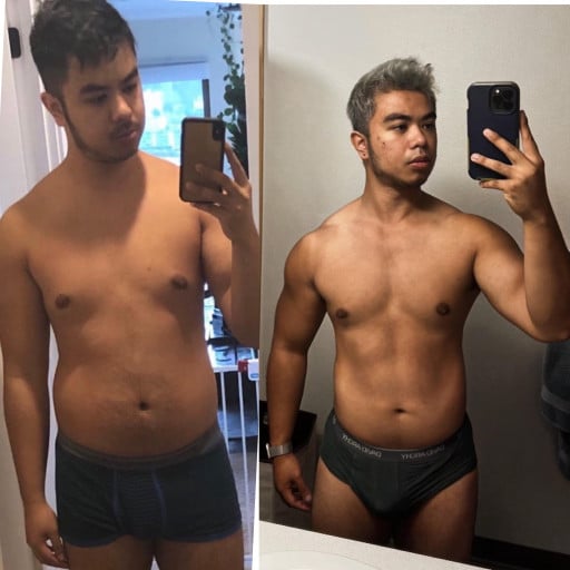 Before and After 3 lbs Muscle Gain 6 foot Male 187 lbs to 190 lbs