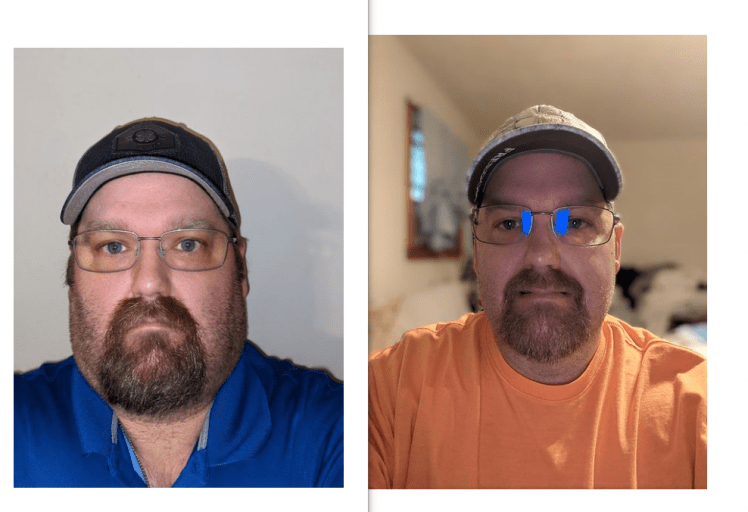 A progress pic of a 5'9" man showing a fat loss from 330 pounds to 261 pounds. A total loss of 69 pounds.