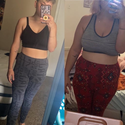 5'2 Female Progress Pics of 50 lbs Weight Loss 175 lbs to 125 lbs