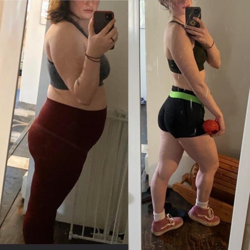 70 lbs Weight Loss Before and After 5'6 Female 210 lbs to 140 lbs