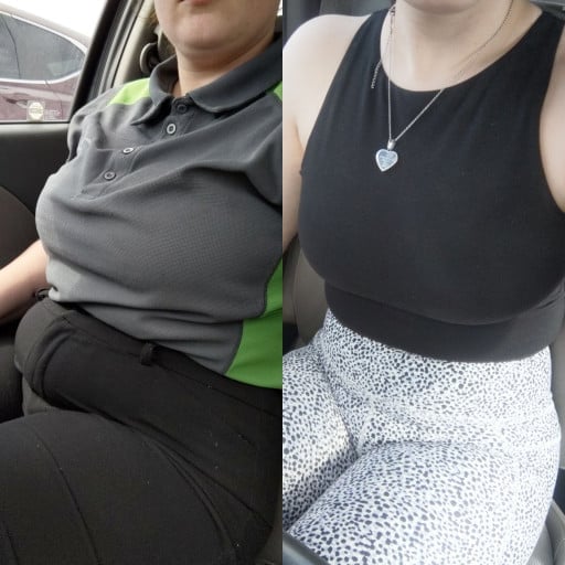 5 foot 3 Female Before and After 52 lbs Fat Loss 196 lbs to 144 lbs