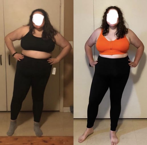 Before and After 37 lbs Fat Loss 5'6 Female 285 lbs to 248 lbs