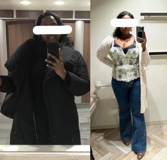 5 foot 7 Female 45 lbs Weight Loss Before and After 255 lbs to 210 lbs