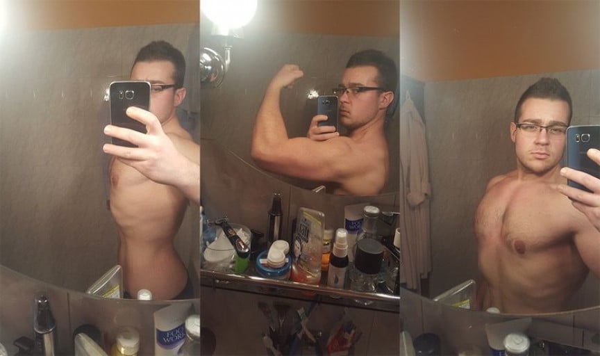 A progress pic of a 6'0" man showing a weight cut from 360 pounds to 194 pounds. A net loss of 166 pounds.