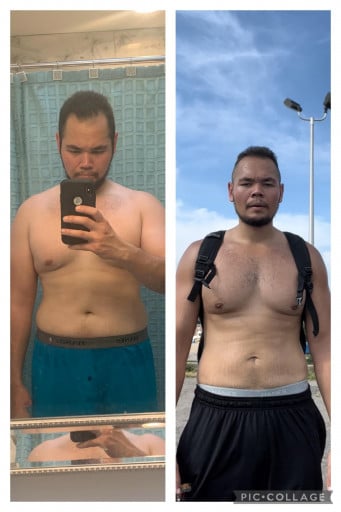 35 lbs Fat Loss Before and After 6 foot 2 Male 240 lbs to 205 lbs