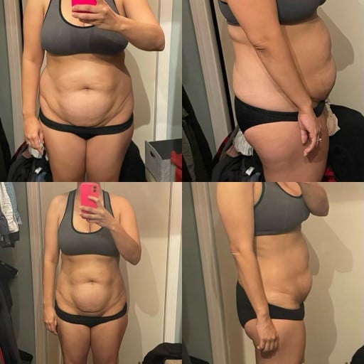 5 feet 7 Female Before and After 48 lbs Fat Loss 218 lbs to 170 lbs