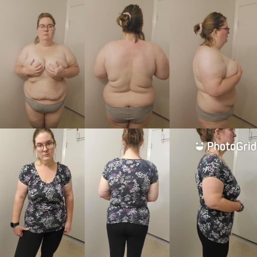 Progress Pics of 123 lbs Weight Loss 5 feet 6 Female 297 lbs to 174 lbs