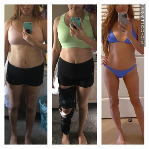 5'2 Female Before and After 18 lbs Weight Loss 138 lbs to 120 lbs