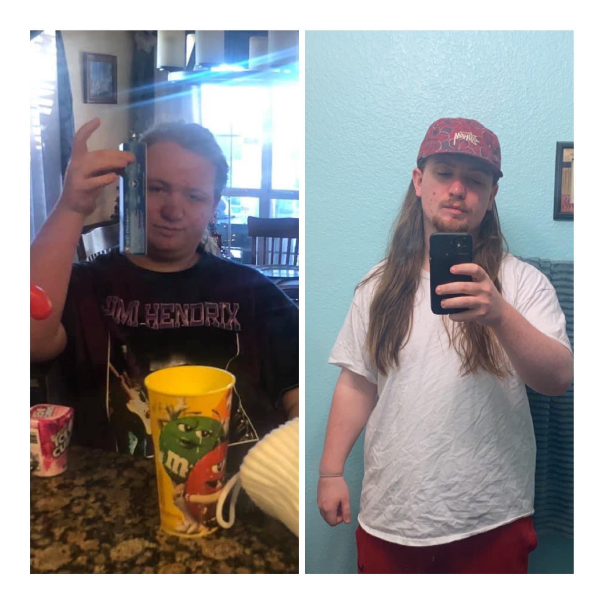 Before and After 55 lbs Fat Loss 5'8 Male 260 lbs to 205 lbs
