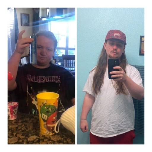 Before and After 55 lbs Fat Loss 5'8 Male 260 lbs to 205 lbs