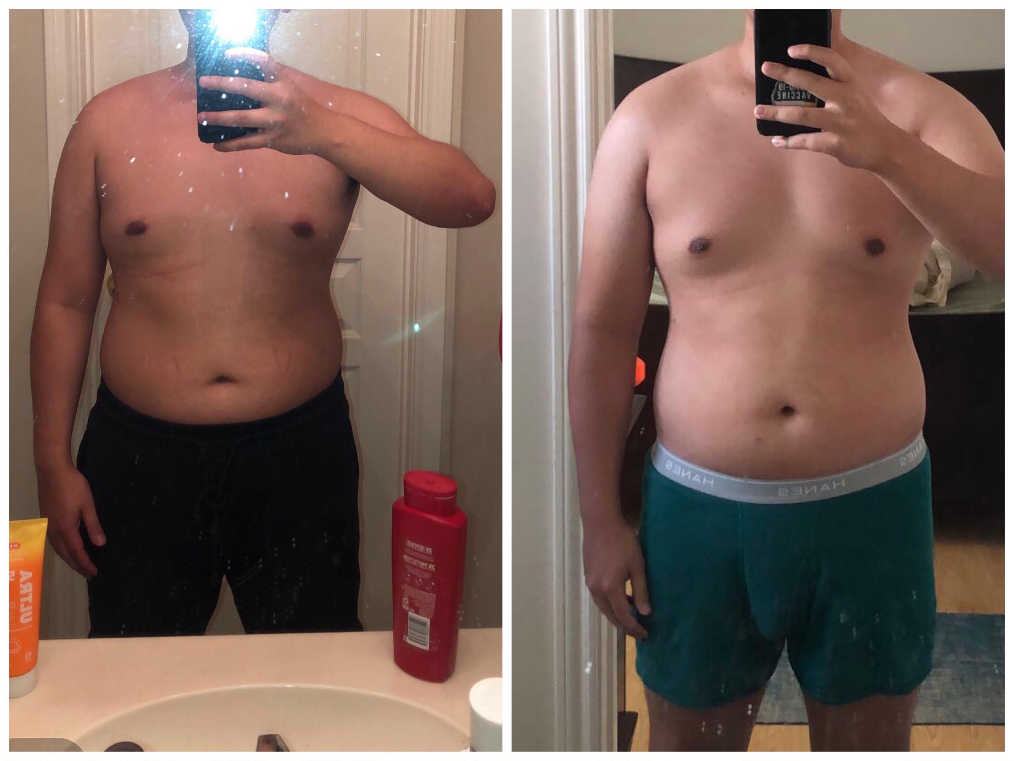 Before and After 18 lbs Fat Loss 5'9 Male 210 lbs to 192 lbs