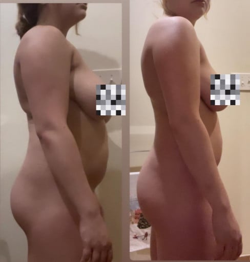 Before and After 17 lbs Fat Loss 5 foot Female 151 lbs to 134 lbs