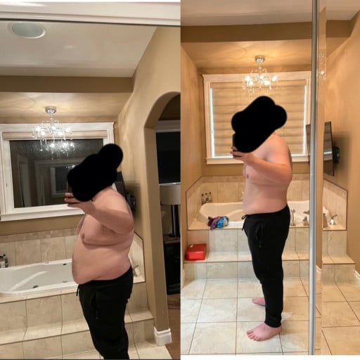 Progress Pics of 60 lbs Fat Loss 6 foot Male 360 lbs to 300 lbs