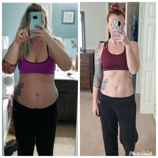 5 foot 8 Female 50 lbs Fat Loss Before and After 197 lbs to 147 lbs