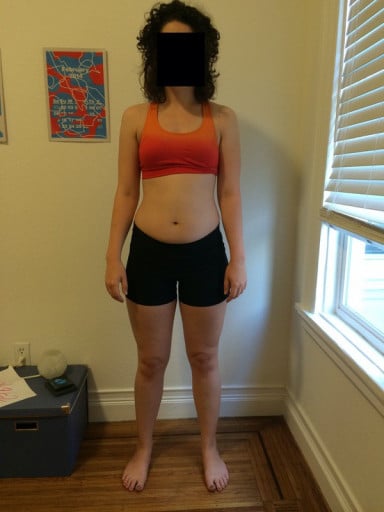 A picture of a 5'6" female showing a snapshot of 145 pounds at a height of 5'6