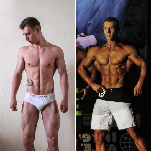 35 lbs Muscle Gain Before and After 5 foot 9 Male 150 lbs to 185 lbs