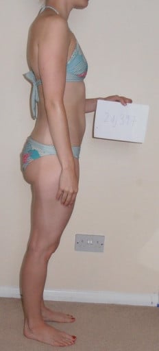 A picture of a 5'0" female showing a snapshot of 109 pounds at a height of 5'0