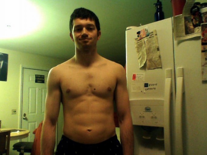 A before and after photo of a 5'9" male showing a weight reduction from 155 pounds to 153 pounds. A total loss of 2 pounds.