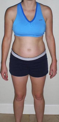 A photo of a 5'3" woman showing a snapshot of 134 pounds at a height of 5'3