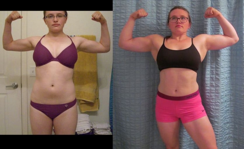 F/27/5'4" [130lbs to 160lbs] (4 years, 3 months) + (B: 160lbs; S: 335lbs; D: 341lbs) ----> from sedentary to competitive powerlifter