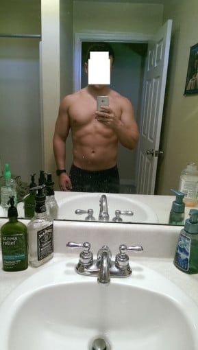 A progress pic of a 5'10" man showing a weight loss from 193 pounds to 173 pounds. A respectable loss of 20 pounds.