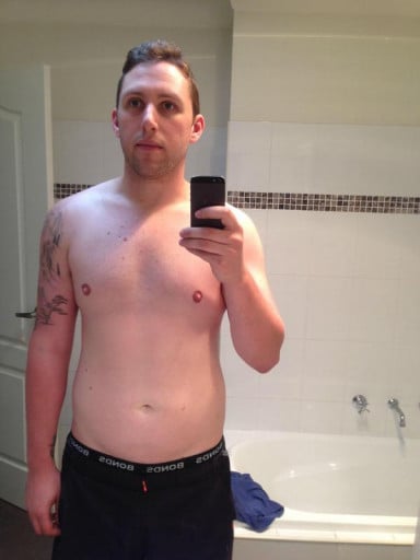 A progress pic of a 6'1" man showing a weight reduction from 231 pounds to 204 pounds. A total loss of 27 pounds.